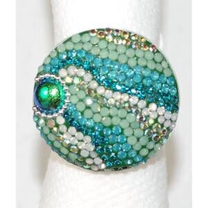 NEW MOSAICO women's austrian crystals adjustable ring in multicolor